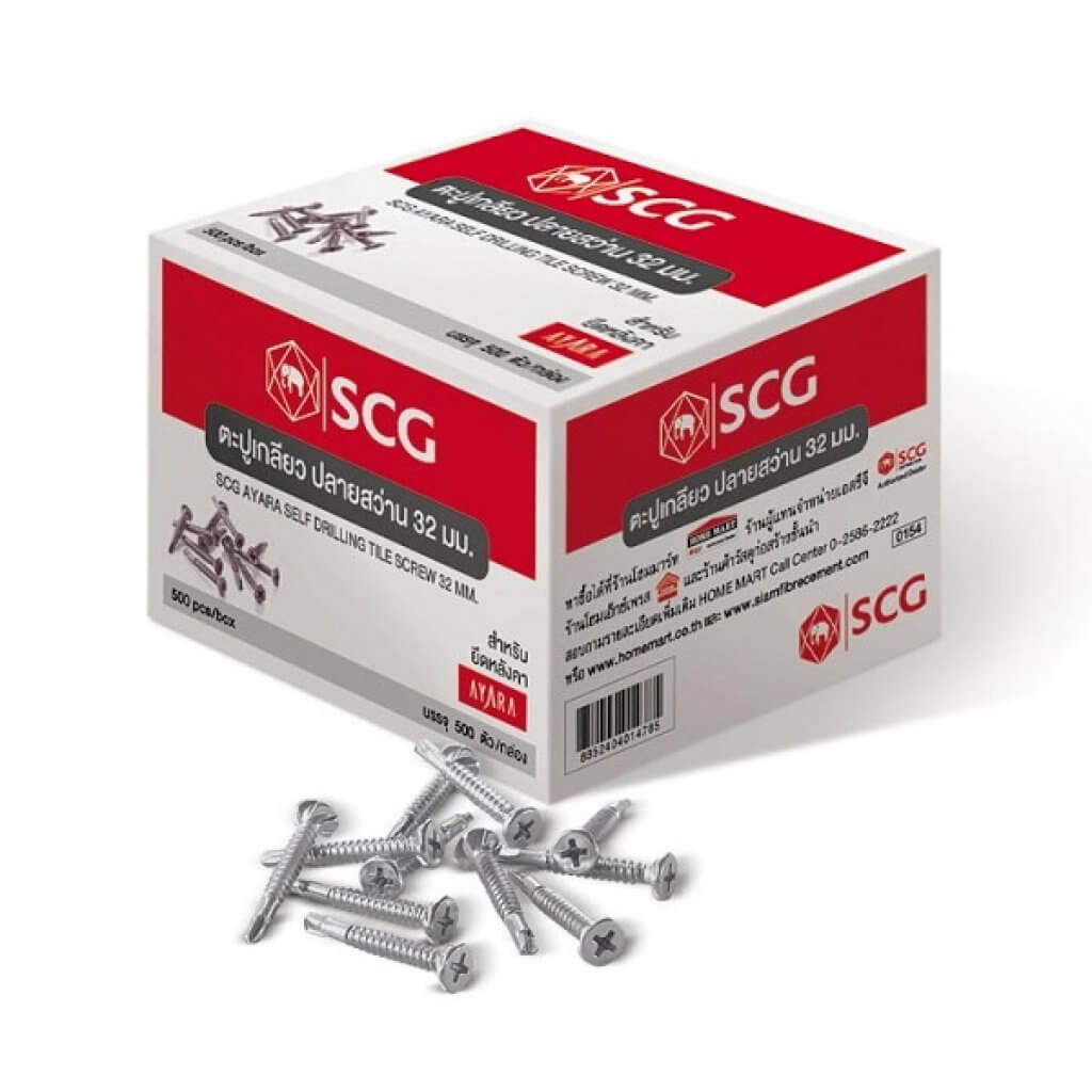 ตะปูเกลียวปลายสว่านยึดกระเบื้องไอยร่า SCG ยาว 32 มม.