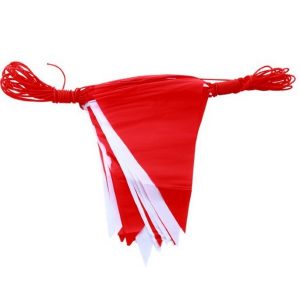 ธงราวขาว-แดง ผ้าโทเล ยาว 15เมตร