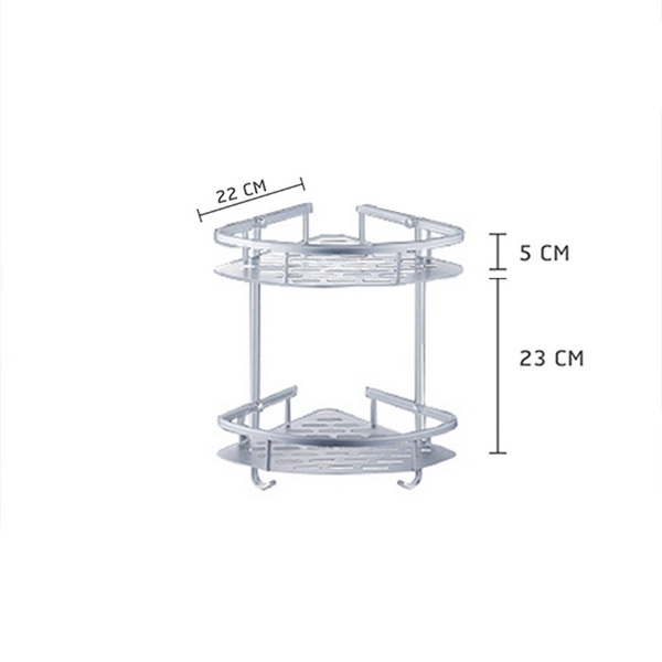 YSB CASSA ชั้นวางอเนกประสงค์ห้องน้ำ2ชั้นอลูมิเนียมเข้ามุมติดผนัง รุ่น41-ALM-9001-11 - Image 2