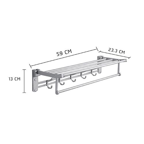 YSB CASSA ราวแขวนผ้า วางผ้า แขวนของใช้ในห้องน้ำอลูมีเนียมติดผนัง รุ่น 43-ALM-CL15 - Image 2