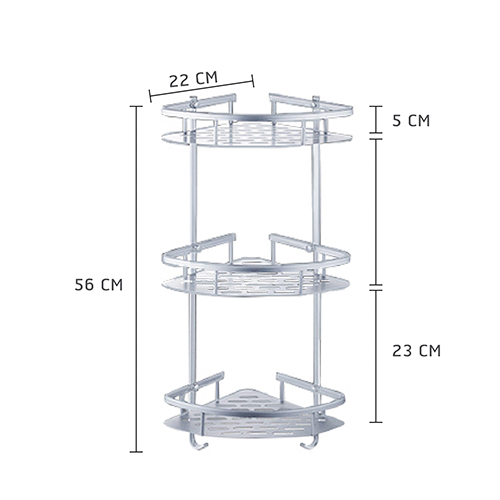 YSB CASSA ชั้นวางของอเนกประสงค์ในห้องน้ำ 3ชั้น เข้ามุมติดผนังอลูมิเนียม - Image 2