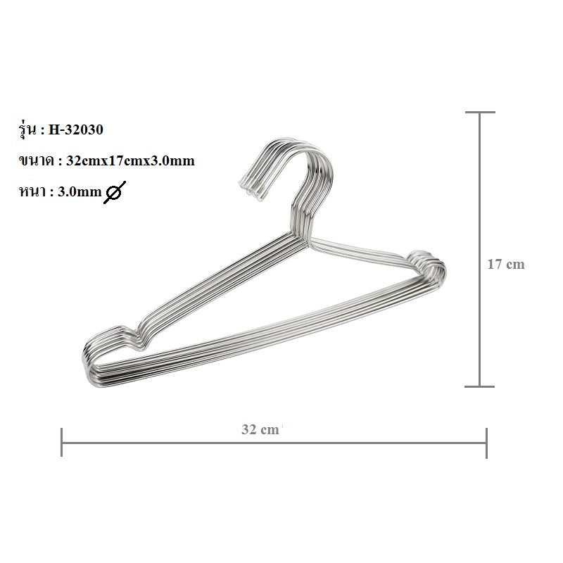 YSB CASSA ไม้แขวนเสื้อสแตนเลส 32x17x3 mm. - Image 2