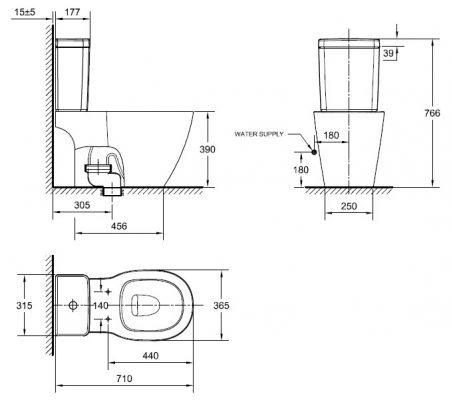TF-2704 สุขภัณฑ์ประหยัดน้ำ Concept Cube ฝารองนั่งปิดนุ่มนวล