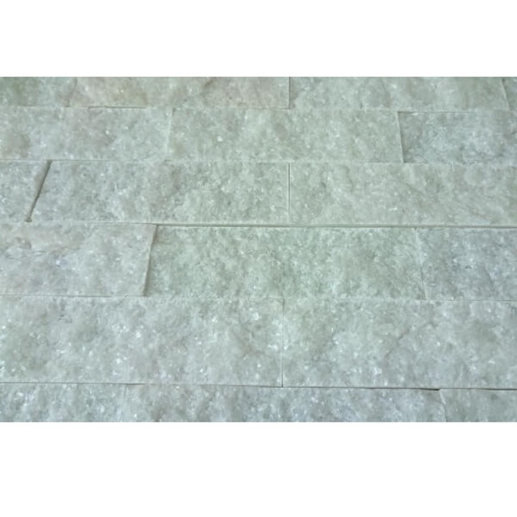 หินตกแต่งผนัง ควอตไซต์ ขาวสโนวส์ Snow White Quartzite 6x20 ซม.