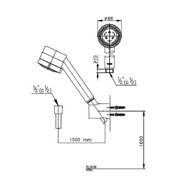 TOTO S54(HM) ฝักบัวสายอ่อน 3 ฟังก์ชั่น พร้อมสายและขอแขวน โครเมี่ยม