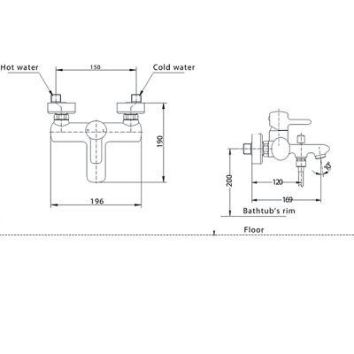 TOTO TS225A ก๊อกผสมลงอ่างอาบน้ำและยืนอาบชนิดติดผนัง (ไม่รวมฝักบัวสายอ่อน)