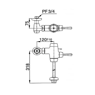 TOTO TS404EDUF(HM) ฟลัชวาล์วโถปัสสาวะชาย ใช้น้ำ 6 ลิตร