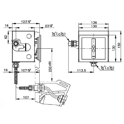 TOTO TS445V3AC ฟลัชวาล์วเซ็นเซอร์โถปัสสาวะชาย (ฝังผนัง) ใช้ไฟฟ้า 220V