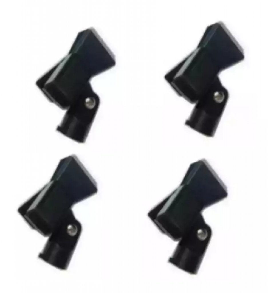 คอจับไมค์แบบหนีบ แพ็ค 4 ชิ้น ตัวสวมไมโครโฟนแบบเกลียวเหล็กสีดำ