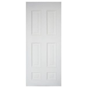 ประตูไม้ MDF ลูกฟัก 6 ตรง สีรองพื้นขาว leowood