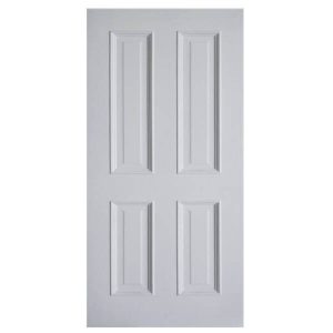 ประตูไม้ MDF ลูกฟัก 4 ตรง สีรองพื้นขาว 90x200 leowood