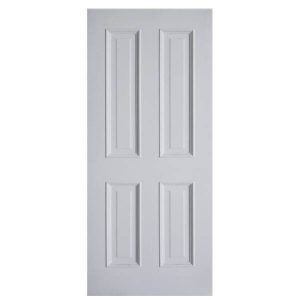 ประตูไม้ MDF ลูกฟัก 4 ตรง สีรองพื้นขาว 80x200 leowood