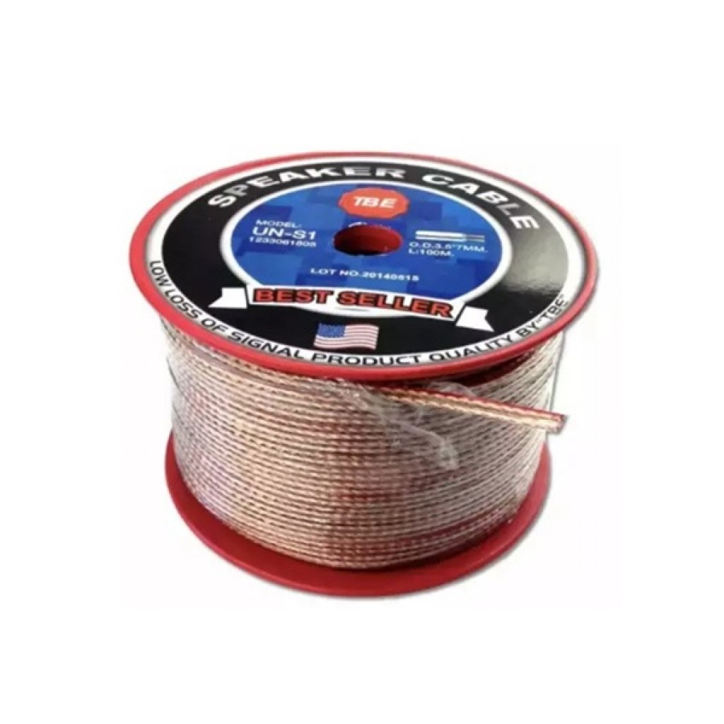 ppkshop สายลำโพง O.D.3.5 x 7MM.100เมตร รุ่น UN-S1 สีแดง