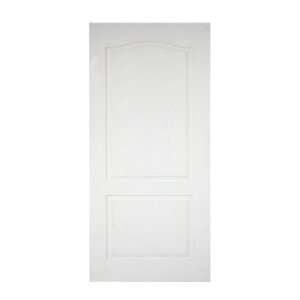 ประตูไม้HDF ลูกฟัก2โค้ง 90x200 ผิวลายไม้สีรองพื้นขาว