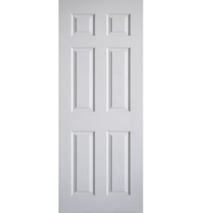 ประตูลูกฟัก 6 ตรง 70x200 ผิวลายไม้ สีรองพื้นขาว