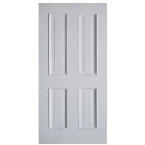 ประตูไม้MDF ลูกฟัก 4ตรง 70x200 สีรองพื้นขาว leowood