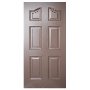 ประตูไม้ MDF ลูกฟัก 6 โค้ง ทำสีแลคเกอร์ Walnut leowood