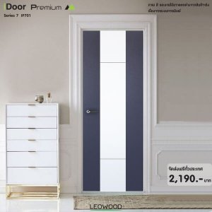ประตูไม้เมลามีน S7-01 สีPearl white-Platinum Grey leowood
