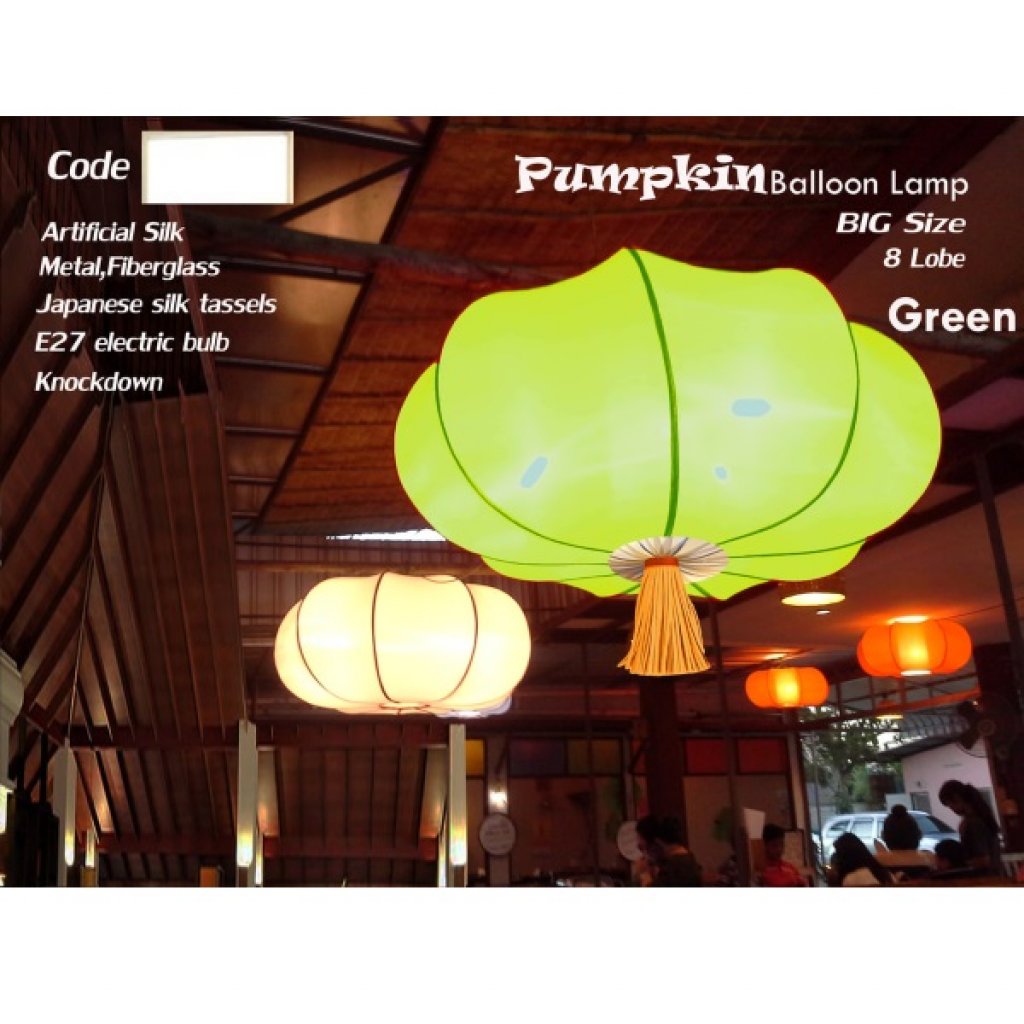 โคมไฟฟักทอง 8 กลีบสีพื้น PKP4 Green