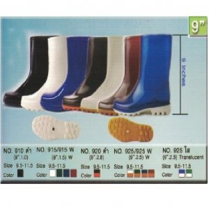 รองเท้าบู้ทยาง PVC สูง 9นิ้ว สีดำ