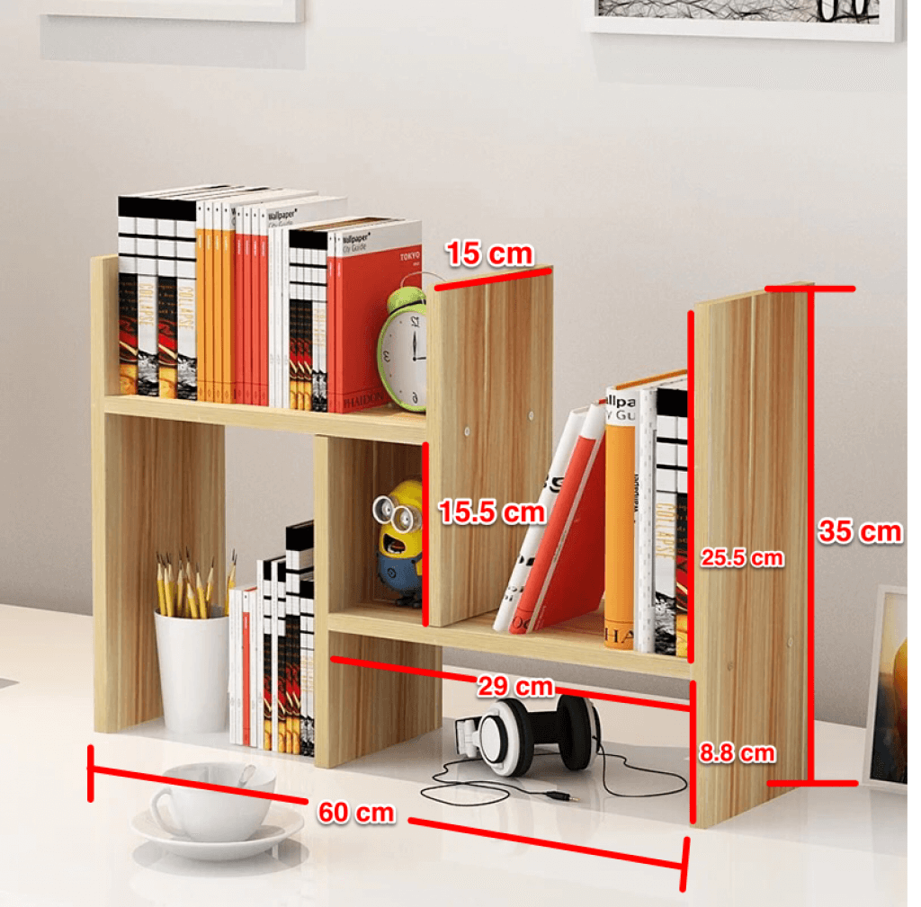 ชั้นวางหนังสือสีธรรมชาติ