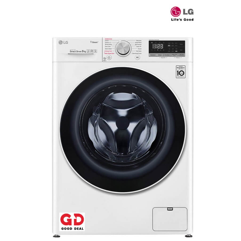 LG เครื่องซักผ้าความจุ 9 กก. ฝาหน้า รุ่นFV1409D4W.ABWPETH