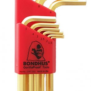 ชุดประแจหกเหลี่ยมตัวแอล แบบสั้น ชุบทอง มิล BONDHUS
