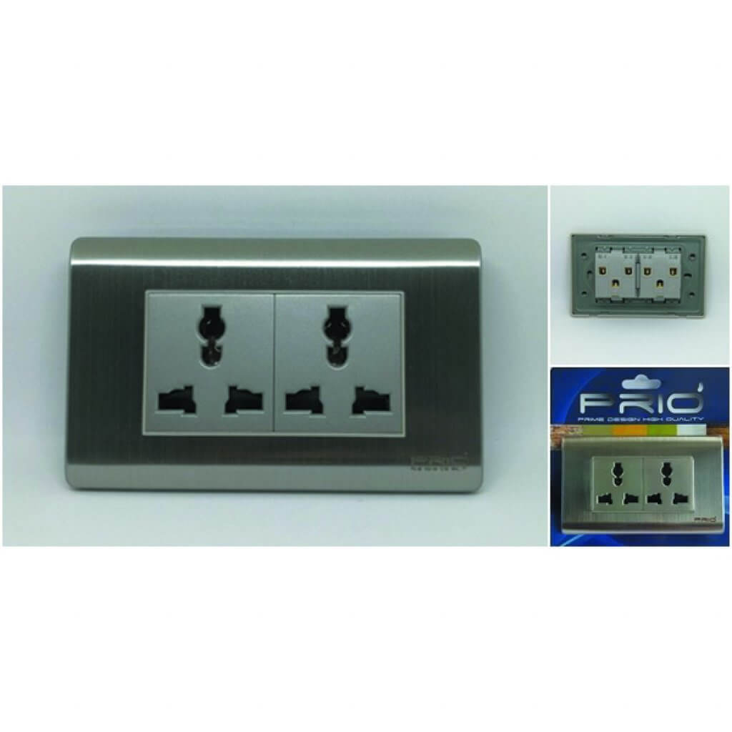 Q3-031 เต้ารับเดี่ยว 3 ขา 2 ช่อง มีม่านนิรภัย