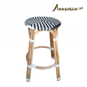 Anusarin เก้าอี้หวายทรงสูง Bar Stool 01 Black&White