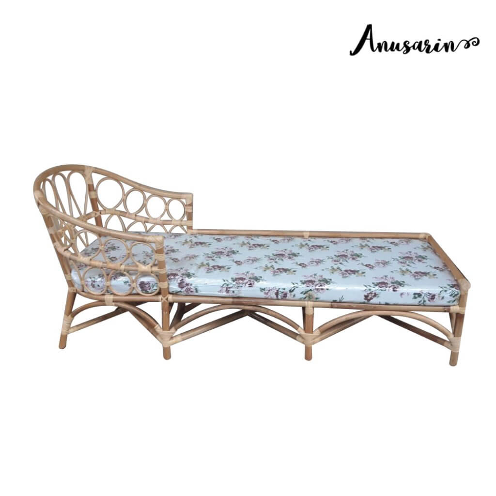 Anusarin Aurora 03 Rattan DAYBED with Floral Print Cushion