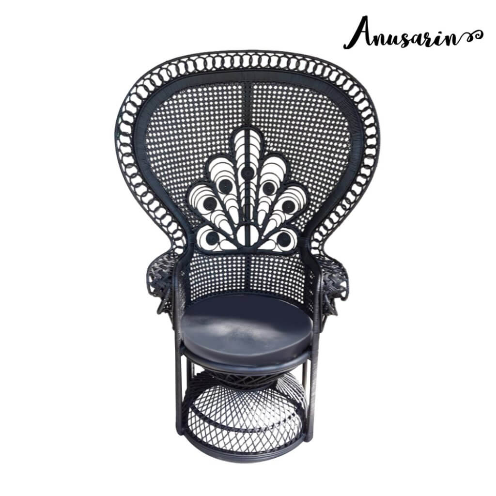 Anusarin เก้าอี้หวายทรงอภัสราสีดำ-Black