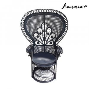 Anusarin เก้าอี้หวายทรงอภัสราสีดำ-Black