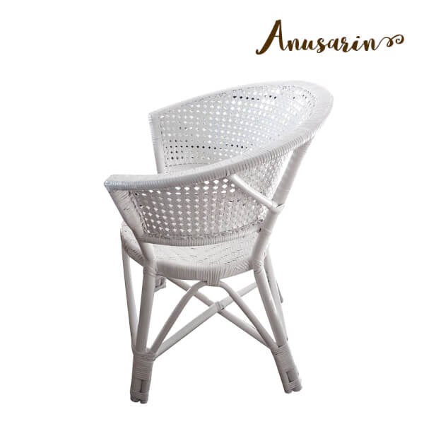 Anusarin เก้าอี้หวายแท้ทรงกลมสีขาว White Chillax Chair03 - Image 2