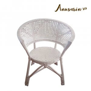Anusarin เก้าอี้หวายแท้ทรงกลมสีขาว White Chillax Chair03