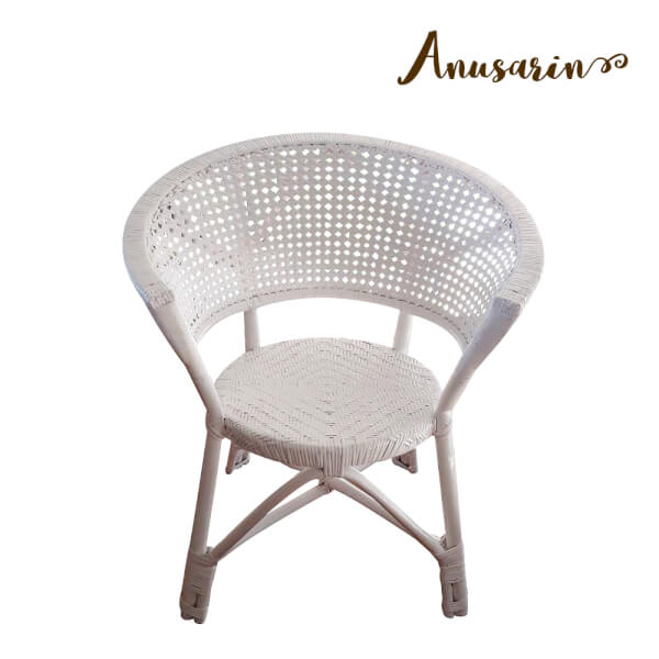 Anusarin เก้าอี้หวายแท้ทรงกลมสีขาว White Chillax Chair03