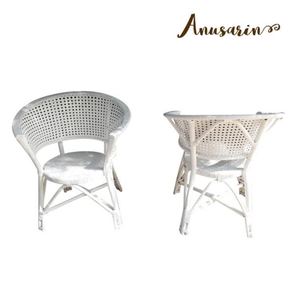 Anusarin เก้าอี้หวายแท้ทรงกลมสีขาว White Chillax Chair03 - Image 3