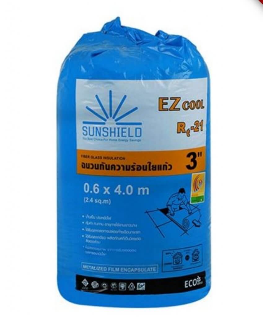 ฉนวนใยแก้วกันความร้อน SUNSHIELD 3 นิ้ว 0.6x4 ม.