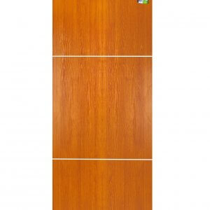 ประตูUPVC 80x200ซม. เซาะร่องภายใน รุ่นMP14 ลายไม้โกลเด้นทีค(ร่องขาว)
