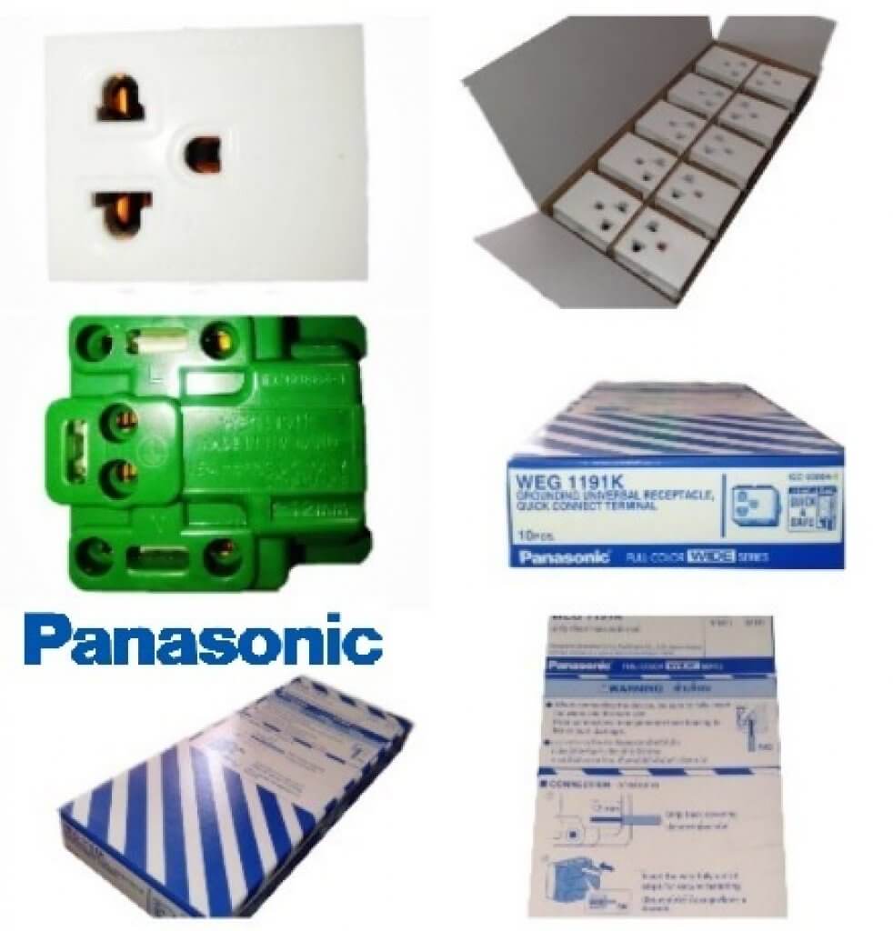 เต้ารับเดี่ยวมีกราวด์ พานาโซนิค1กล่อง Panasonic WEG1191K
