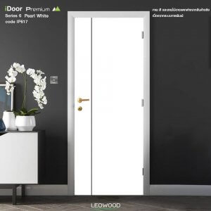Leowood ประตูไม้เมลามีน รุ่น iDoor S6 สี Pearl White ลาย 01 ขนาด 3.5 x 80 x 200 ซม.
