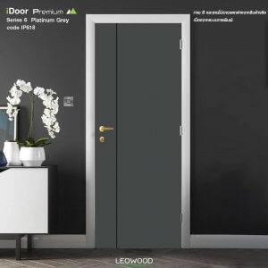 Leowood ประตูไม้เมลามีน รุ่น iDoor S6 สี Platinum Grey ลาย 01 ขนาด 3.5 x 80 x 200 ซม.