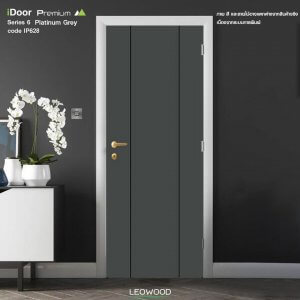 Leowood ประตูไม้เมลามีน รุ่น iDoor S6 สี Platinum Grey ลาย 02 ขนาด 3.5 x 80 x 200 ซม.