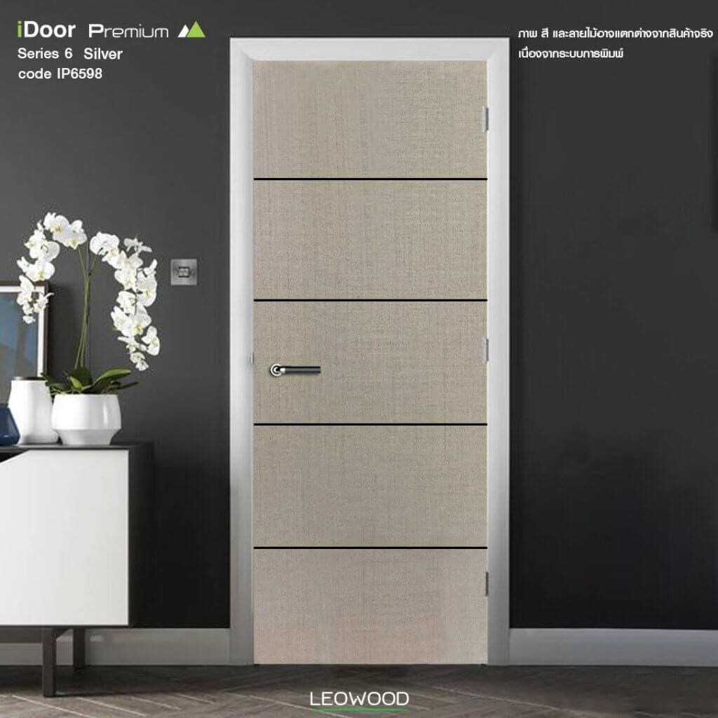 Leowood ประตูไม้เมลามีน รุ่น iDoor S6 สี Silver Wool ลาย 05 ขนาด 3.5 x 80 x 200 ซม.