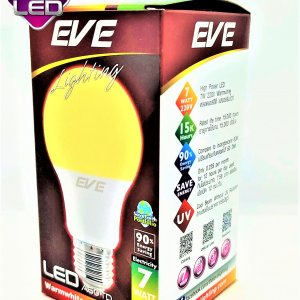 1 ดวง หลอด Bulb LED รุ่น A60 TD 7W วอมไวท์ E27 แสงเหลือง EVE