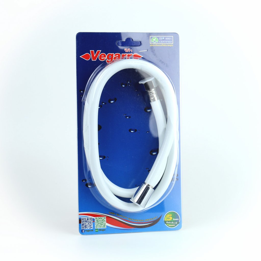 Vegarr - สายฝักบัว PVC ขาว 1.2เมตร