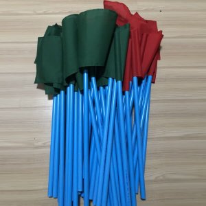 ธงโบกคู่เขียวแดงขนาด 40x60ซม. พร้อมด้ามจับ80ซม.