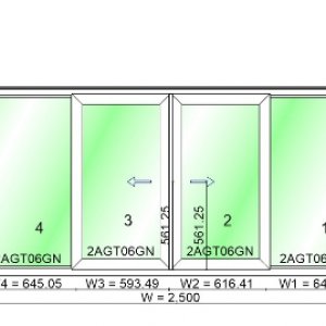 หน้าต่างบานเลื่อน4บานไวนิล WINDSOR รุ่นRight 2500x1200