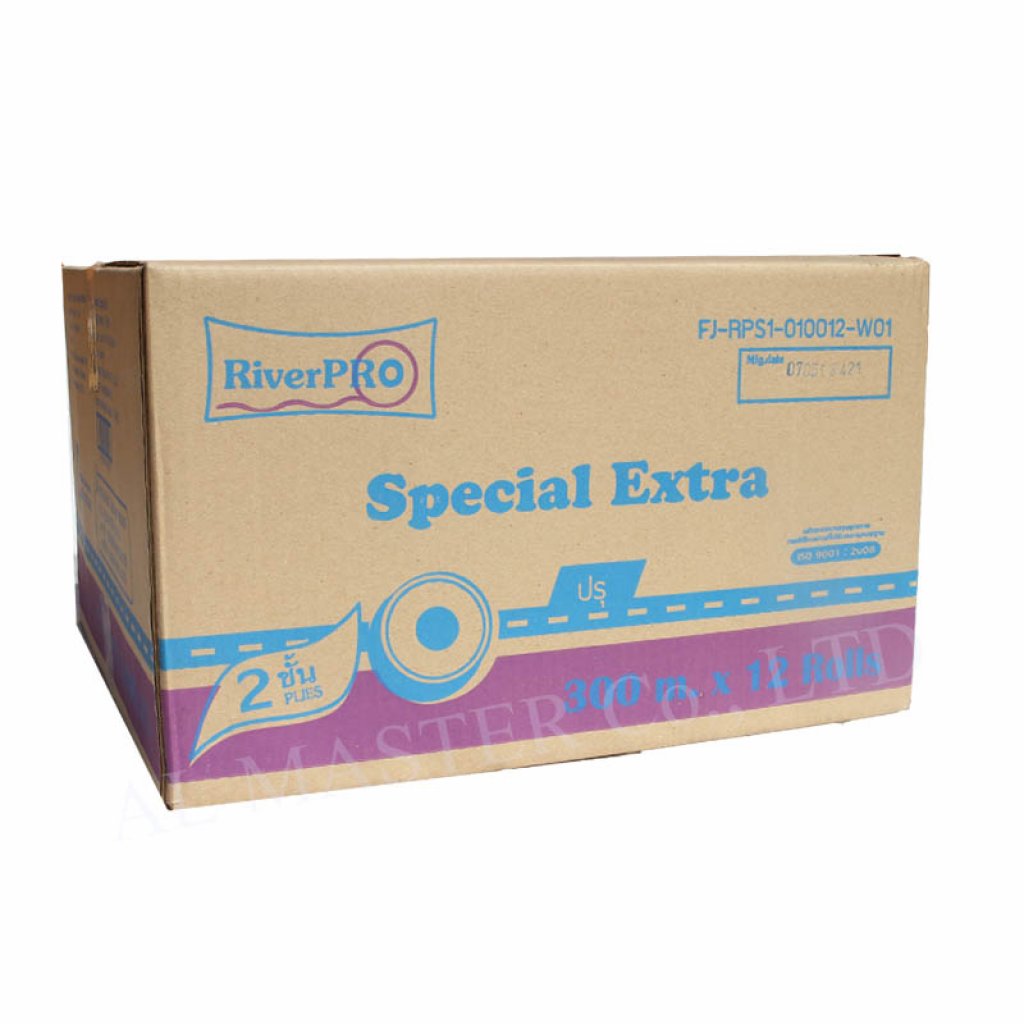 กระดาษชำระม้วนใหญ่ JUMBO ROLL RiverPros หนา 2 ชั้น ยาว 300 เมตร