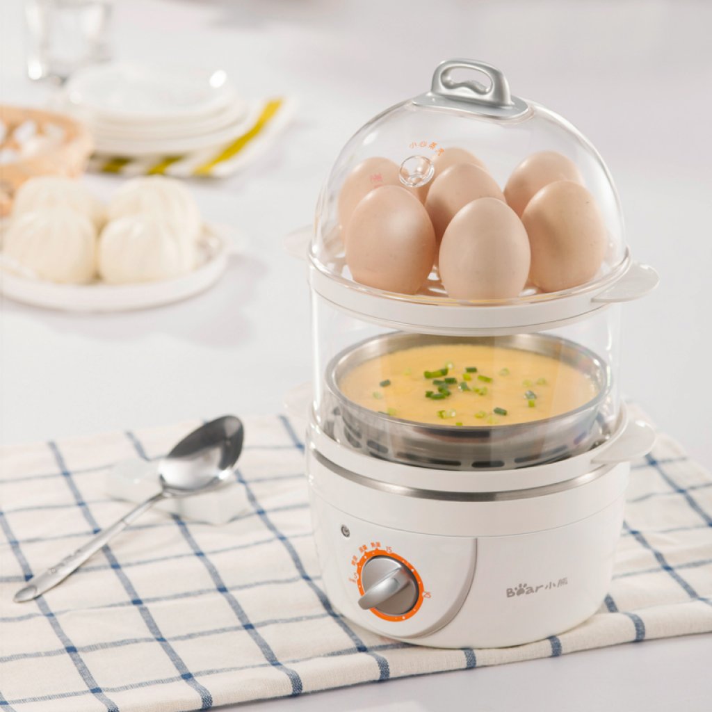 BEAR Electric Egg Boiler 2 in 1 เครื่องนึ่งไข่ อเนกประสงค์ 2 ชั้น รุ่น BR0002 (ต้มได้ถึง14 ฟอง)