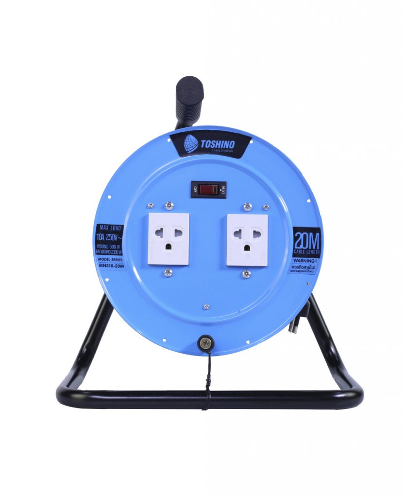Toshino ล้อเก็บสายไฟ รุ่นMN310T-20 VCT 3x1.0 ยาว 20 ม. สีฟ้า